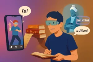 Ilustrasi jembatan budaya digital dari konten TikTok menjadi pembelajaran sejarah interaktif Pangeran Diponegoro. Tips belajar sejarah yang efektif dari guru sejarah yang berpengalaman selama 2 tahun.