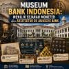 Ilustrasi thumbnail Museum Bank Indonesia, bekas kantor pusat De Javasche Bank di Kota Tua Jakarta, menampilkan fasad bangunan bergaya neoklasik, mesin cetak uang tua, linimasa lahirnya Bank Indonesia, replika batangan emas sebagai simbol dekking, panel metamorfosis logo Bank Indonesia, serta elemen sejarah moneter Indonesia dari 1828 hingga 1953 dalam desain kolase informatif bertema arsitektur kolonial dan perbankan nasional (ardiholmes.id).